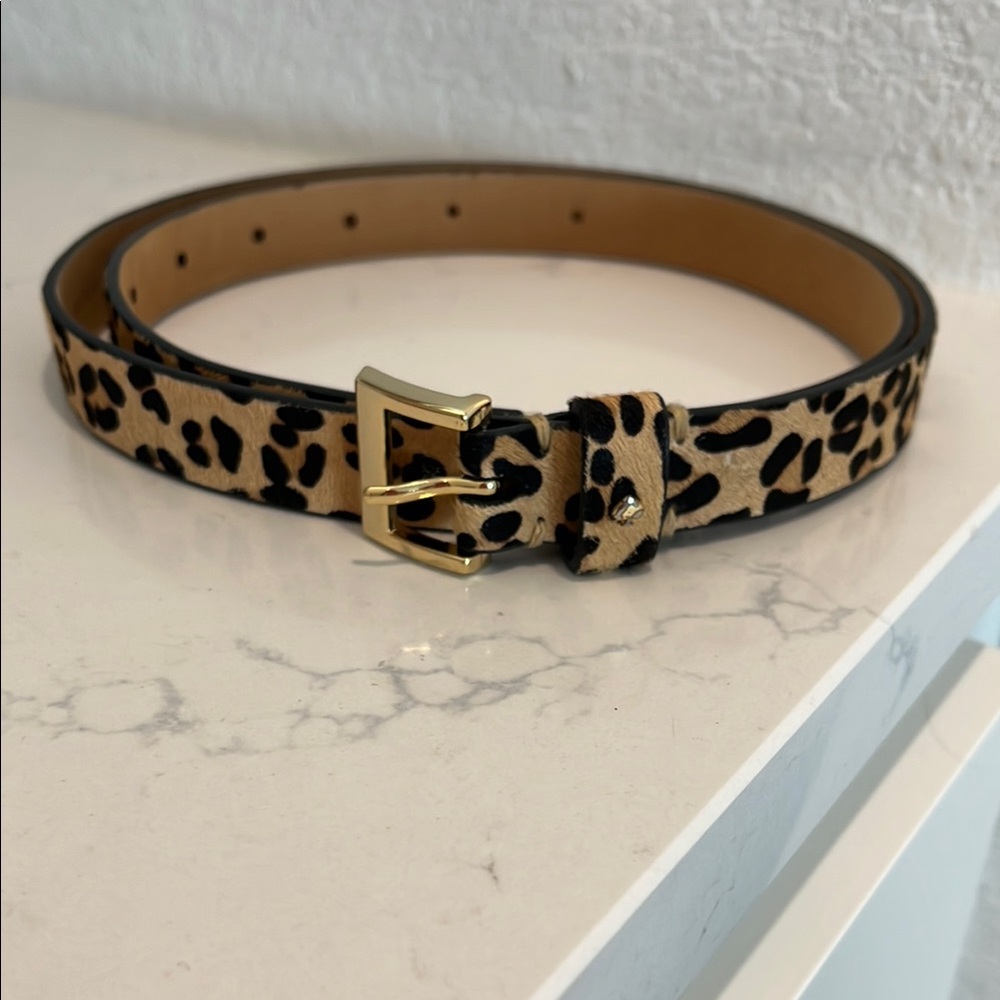 Kate Spade Leopard Print Belt with Gold Buckle